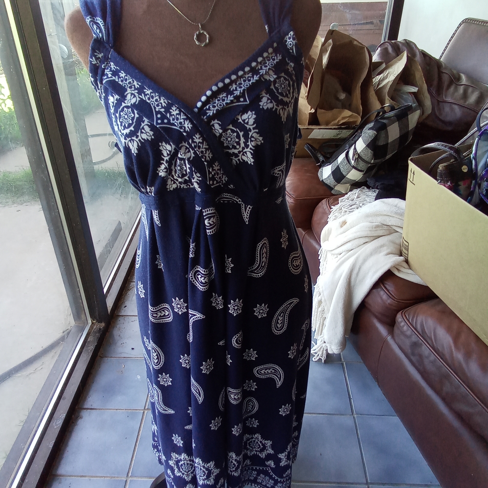 Faded Glory Navy Blue Paisley Sundress, Women's Size X-Large